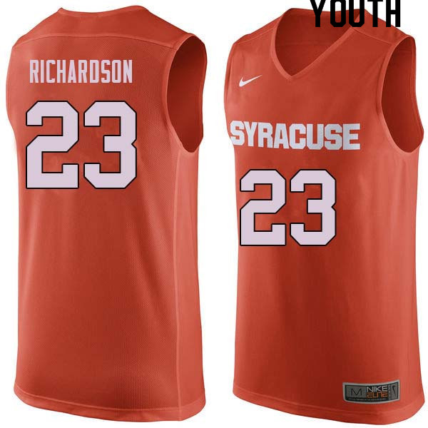 Youth #23 Malachi Richardson Syracuse Orange College Basketball Jerseys Sale-Orange